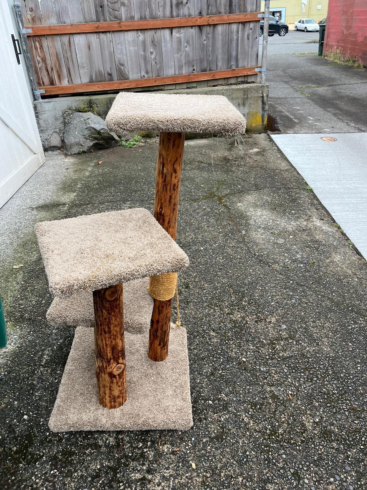 Natural Wood Cat Scratch Post