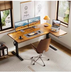 NEW 55" L-Shaped Electric Standing Desk - Brown