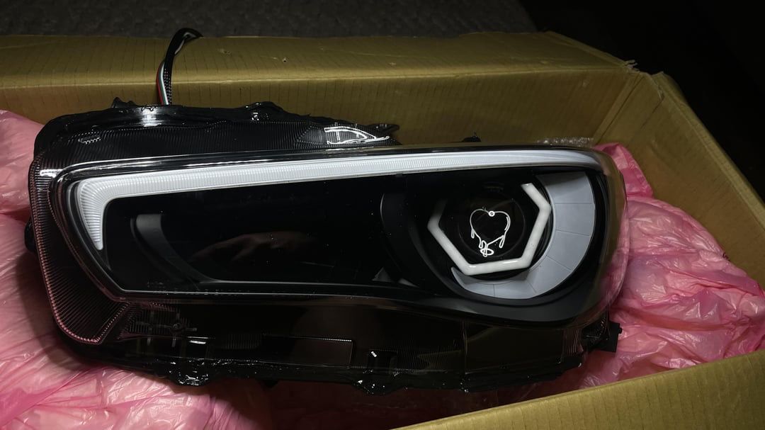 2014-2022 Infinity Q50 Custom Headlight Assembly With Etching On Projector Lens Of Bleeding Heart