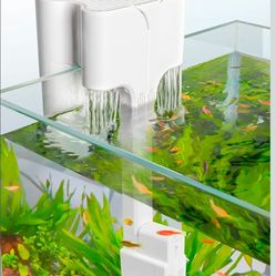 Power Waterfall HOB Fish Tank Filter with Surface Skimmer, Adjustable Flow, Silent Multi-Stage Filtration for Freshwater & Saltwater, for Rimless Aqua