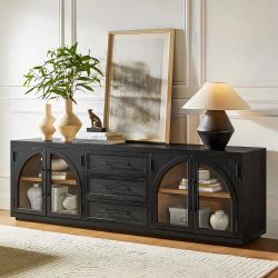 Valborg 80" Oak Media Console Black