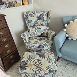 Ikea Coastal Wing Back Chair And Ottoman 