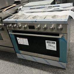 Stainless Steel Electrolux 36 Inch Range Stove Dual Fuel Open Box 