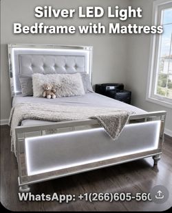 Brand new silver led light bedroom set for sale with free delivery
