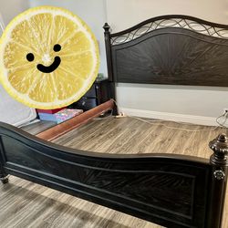 King Size Bed Frame / Real Wood / No Slats / Dark Brown