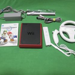 NINTENDO WII with MARIO KART Game And WHEEL