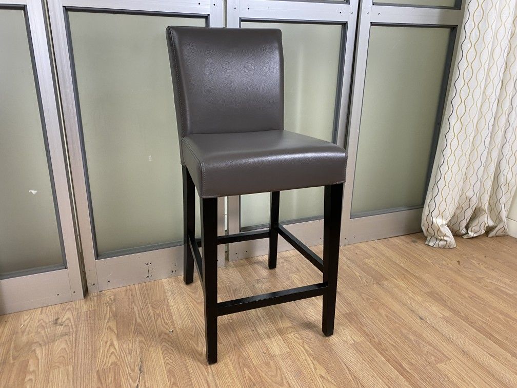 CRATE AND BARREL Lowe Smoke Leather Counter Stool