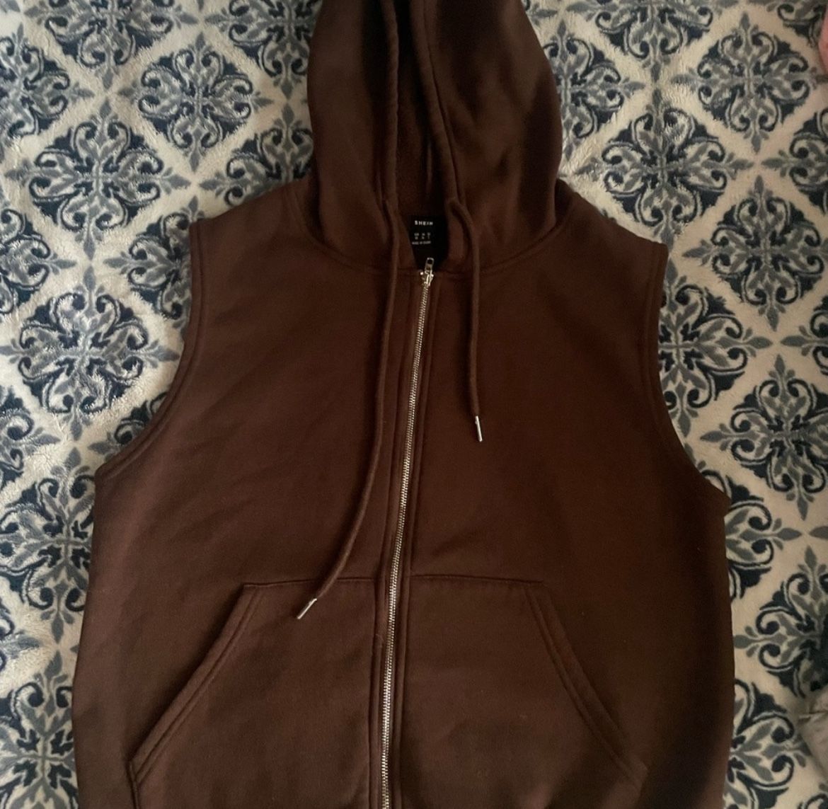 Brown Sleeveless Hoodie Jacket