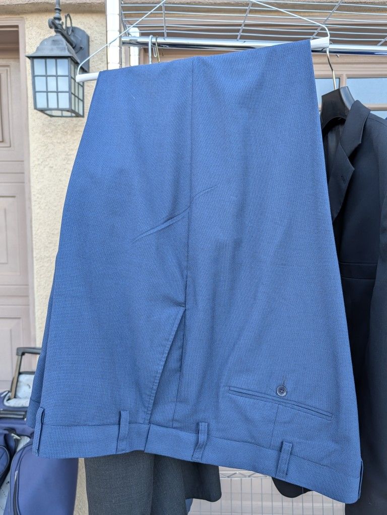 Oak Hill (DXL) Men's Slack - Small Blue Check Pattern - 54 X 30
