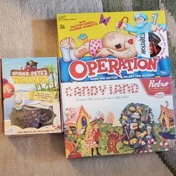 Kids Board Games,  Operation, Candy Land, SPIDER PETE'S treasure 