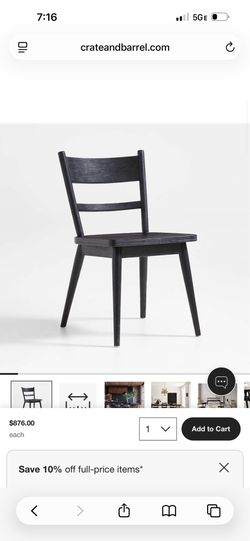 4 New Crate and Barrel Arno Black Wood Dining Chairs-set of 4