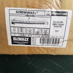 NIB Dewalt 1/2" X 3" Concrete Screw-Bolts