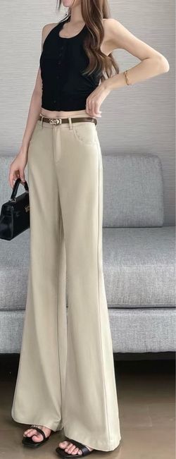 Khaki flared suit pants for women Size M