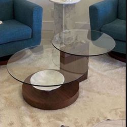 Glass & Wood Coffee Table Cocktail Table Modani 