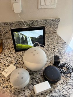 Amazon Echo Smart Home Bundle: Echo Show 10.1", Echo 4th Gen, Echo Dot, and Smart Plug
