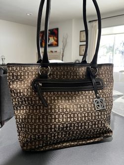 Giani Bernini Dark Brown Trim Logo Purse Handbag Tote Shoulder Bag