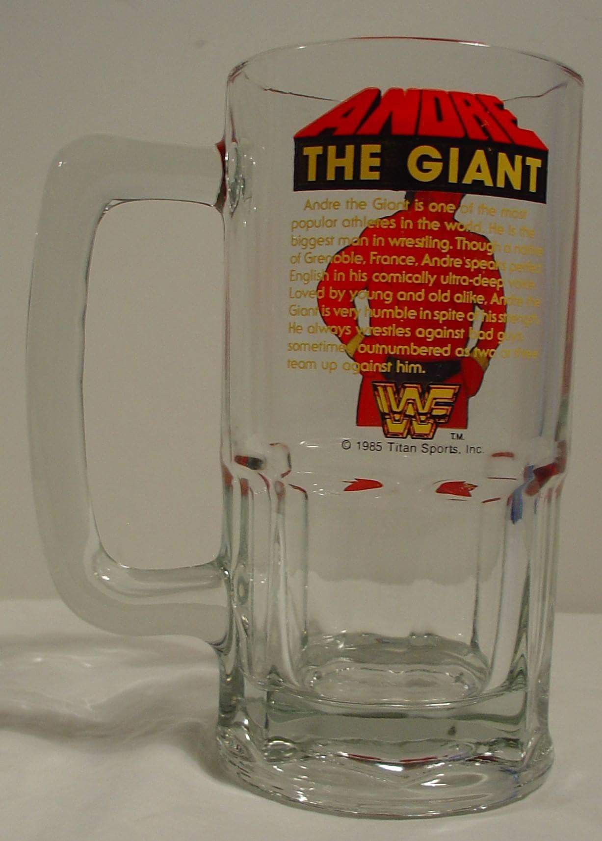 Andre The Giant 1985 WWF Wrestling Titan Sports 8 Glass Beer Mug Vintage