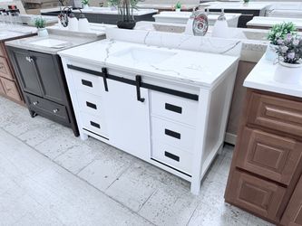 White bathroom vanity 49”