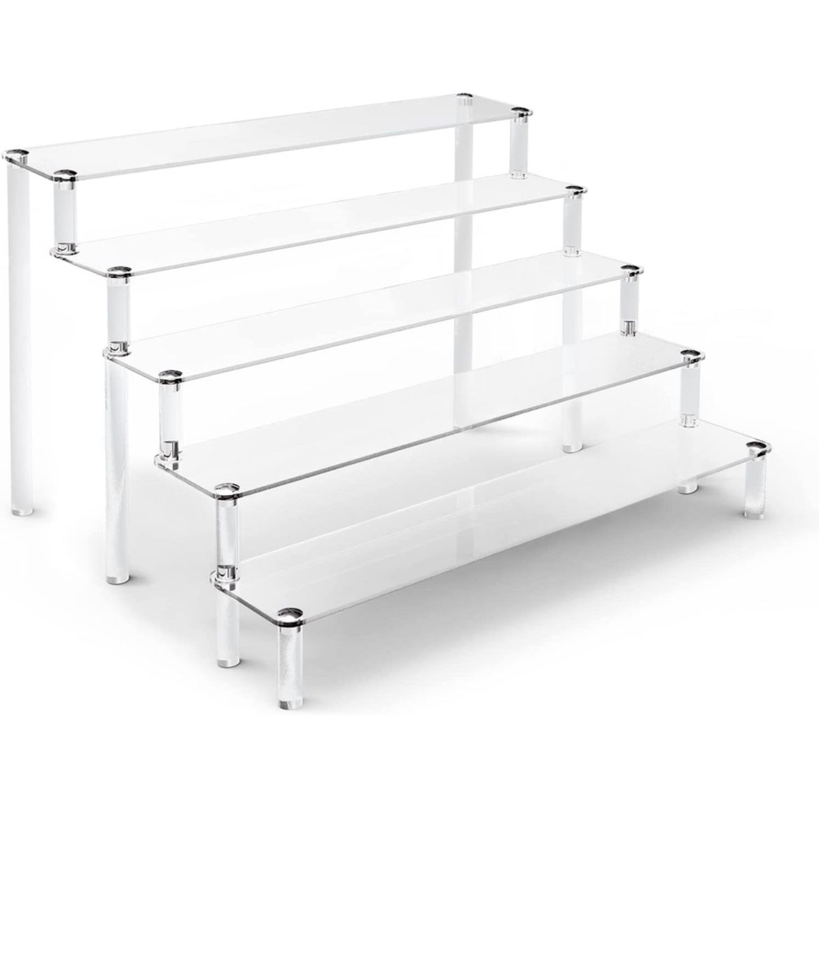5 Tier Acrylic Stands for Display, ULENDIS Clear Display Stand Risers Shelf for Cupcakes Perfumes Figurines, Tabletop Cupcake Stand for Decorating & O