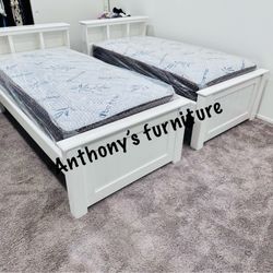 New White Twin Bed With Mattress 