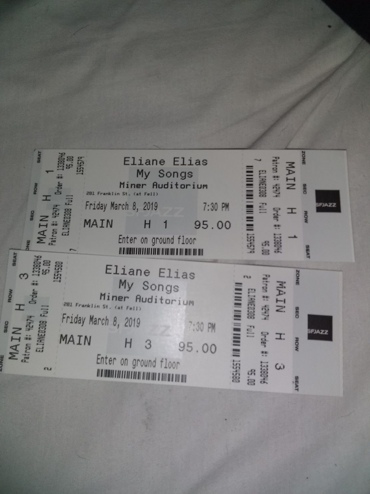 2 Tickets Eliane Elias..My Songs..Minor Auditorium..Fri. Mar 8th, 7:30pm