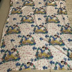 🛏️ Vintage Disney Snow White & The Seven Dwarfs Flannel Bed Sheet – 100% Cotton 🍎