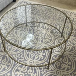 Round Glass Gold Coffee Table 