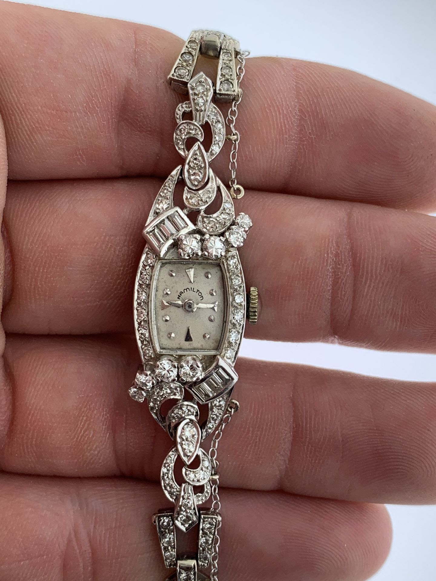 Vintage Ladies Hamilton Platinum 14Kt White Gold Carat