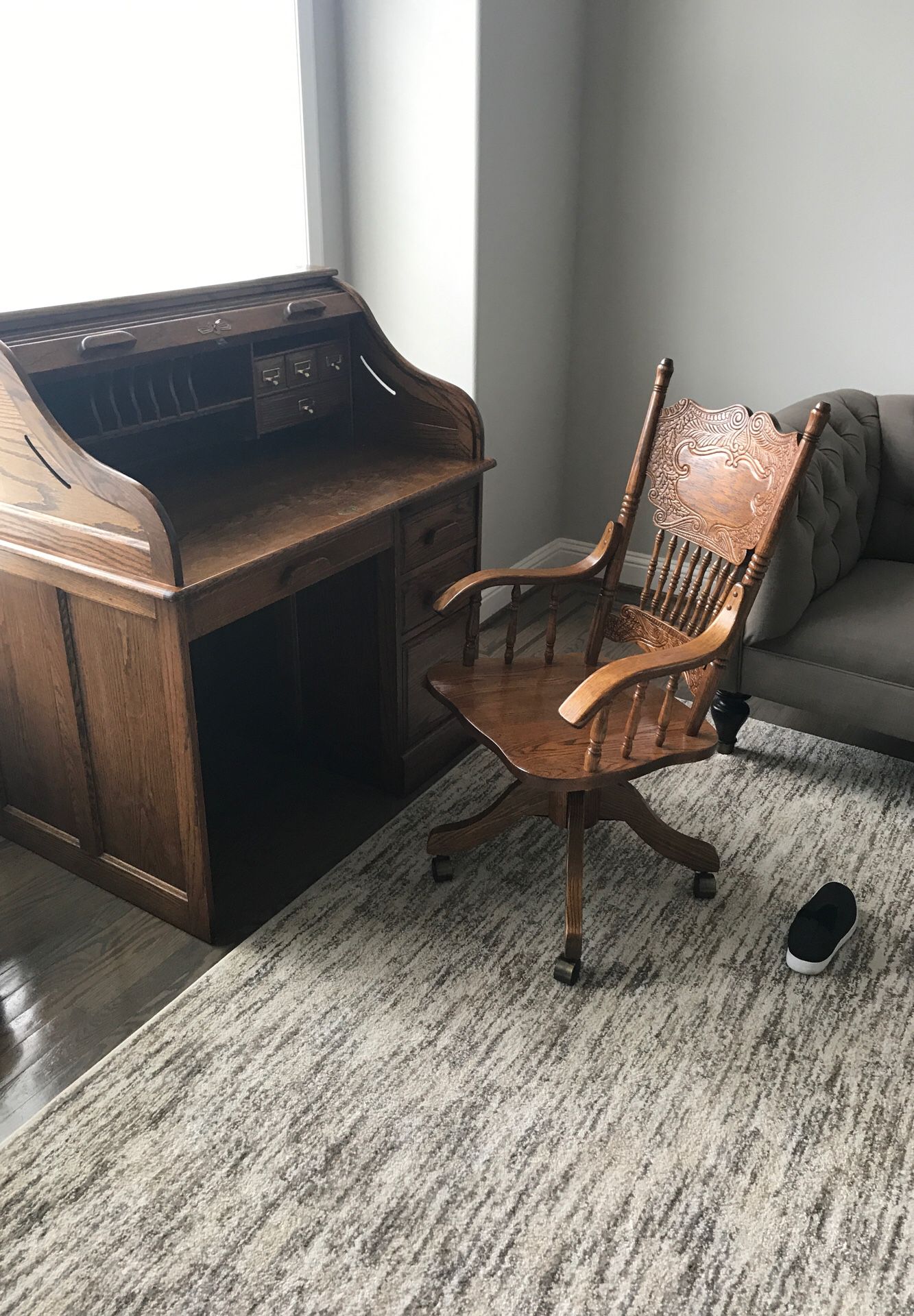 Oak desk and chair
