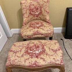 Decor Accent Chair And Footrest Ottoman