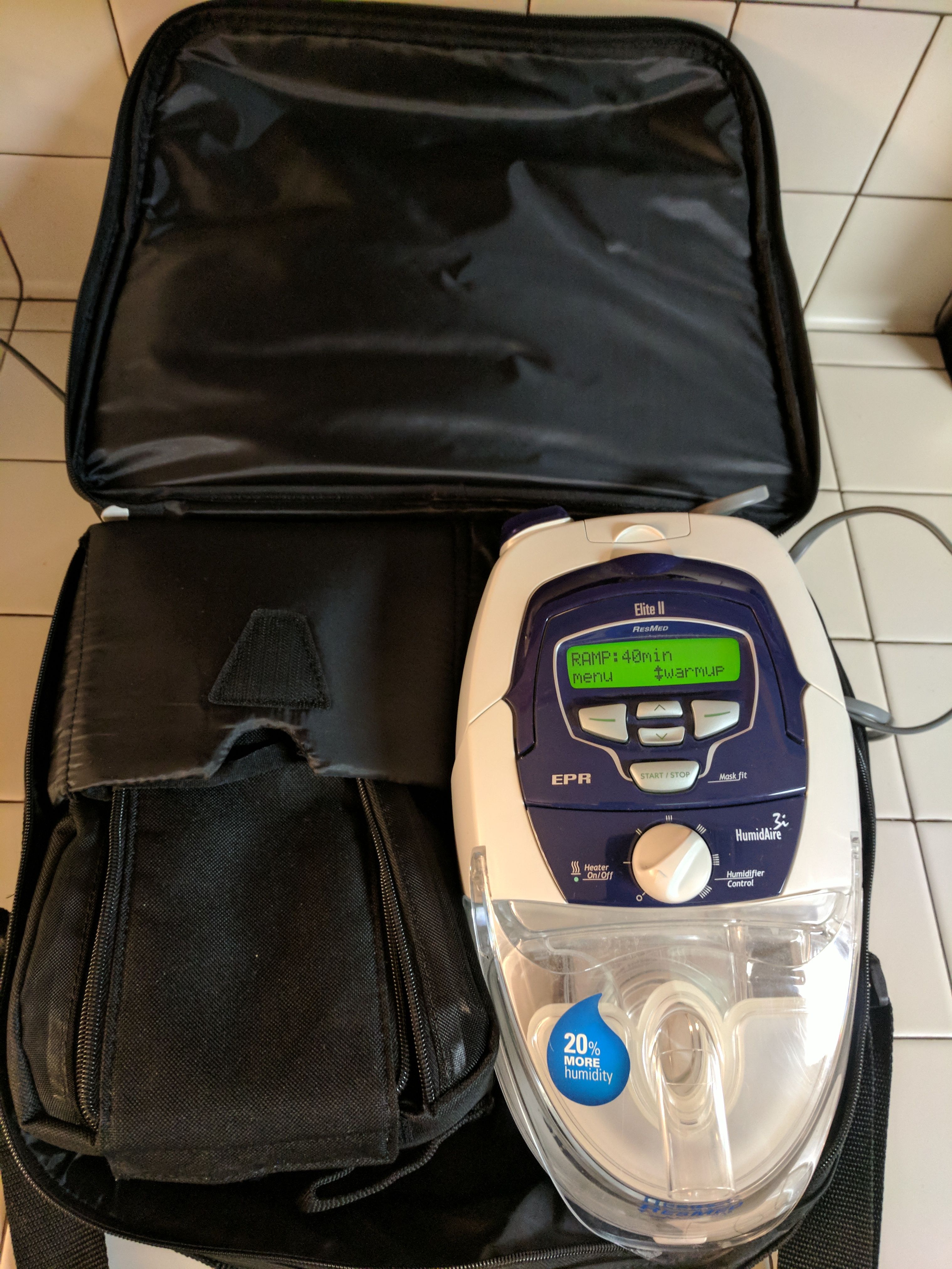 Resmed Elite II CPAP Sleep Apnea Machine w case and Humidifier for Sale