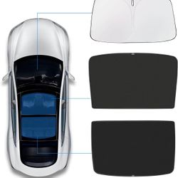 for Tesla Model Y Sunshade Roof Sunroof Shade 2025 2024 2023 2022 2021 2020(Ice Black) & Tesla Model Y Windshield Sunshade Front Window Sun Shade Bloc