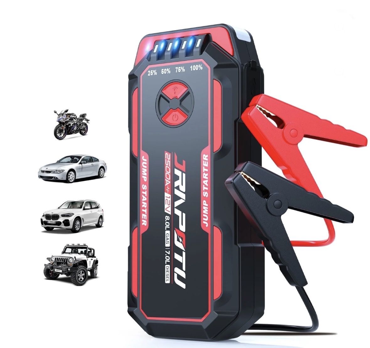 Car Jump Starter, 2500A Peak Jump Box, Battery Jumper Starter Portable