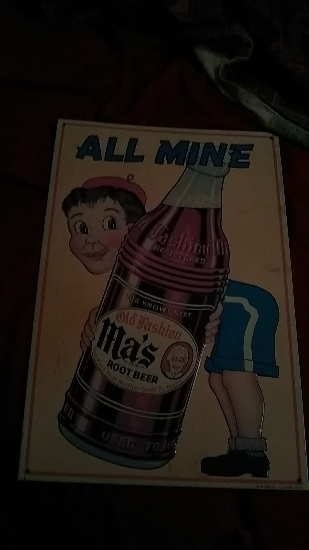 Ma root beer embossed sign