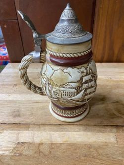 1977 Avon Beer Stein Mug, Tall Ships Handcrafted In Brazil -Nautical