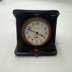 Antique 8 Day Travel Alarm Clock Shreve Treat & Eacret San Francisco Case 