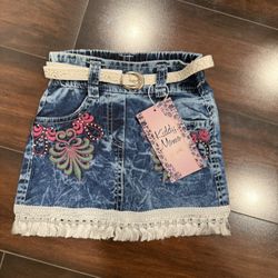 Embroidery Fringe Kids Skirt