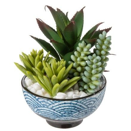 Artificial Succulents in Bowl