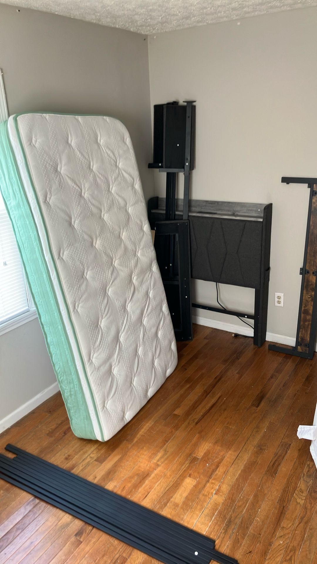 Twin Bed Frame And Mattress With USB And Regular Outlets