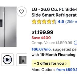 LG 26.6 Cu. Ft. Side-by-Side Smart Refrigerator