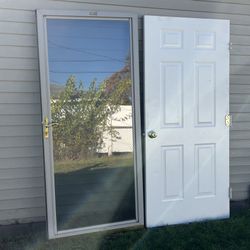 36" X 80" Almond Storm & Entry Doors (Both For $100)