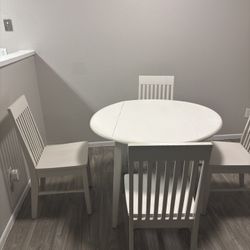 White Round Dining Table With 4 Chairs