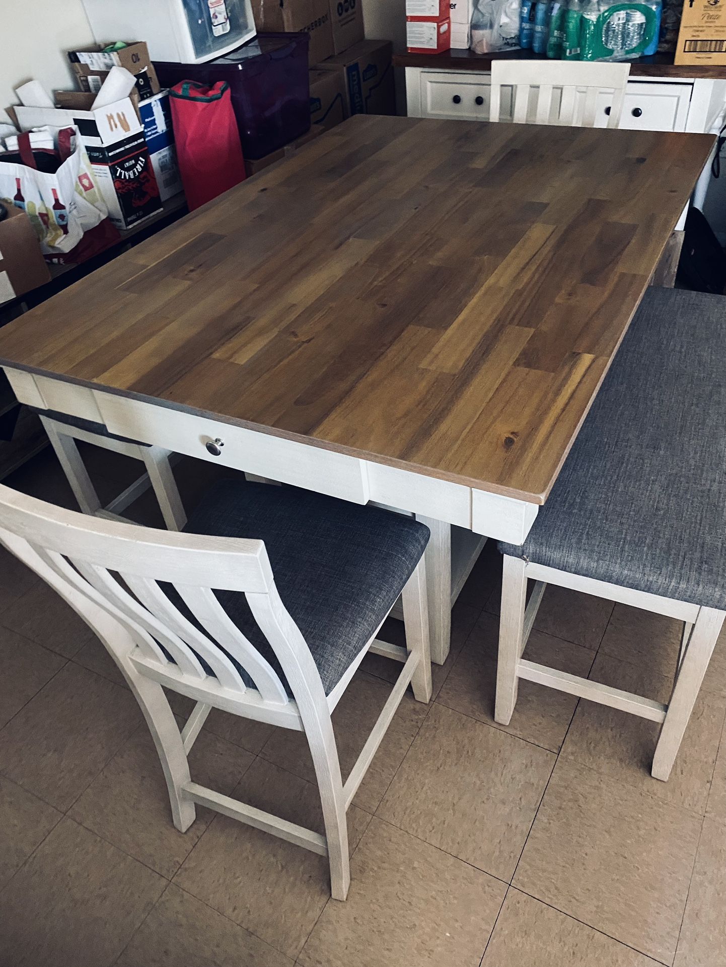 White Bar High Dining Table 6-8 People