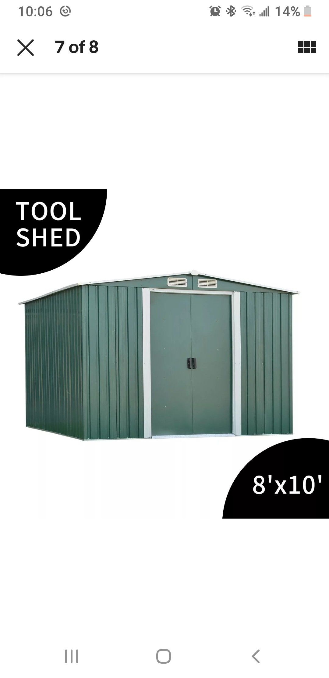 8'x10' Steel Outdoor Garden Storage Shed Tool Shed Cabinet Building Green.