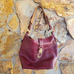 Dooney & Bourke Florentine Logo Lock  Burgandy Shoulder Bag