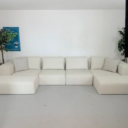 Acanva "ATLAS" Modular Slipcover Sectional With Ottoman