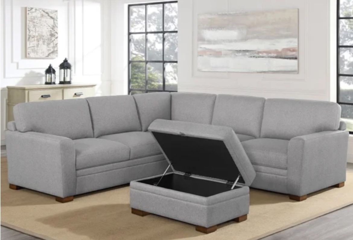 Sectional with Storage Ottoman- Thomasville Langdon Fabric Sectional with Storage Ottoman Retail Price $1500 Your Price $850