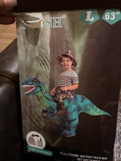 Inflatable Dinosaur Ride-On Kids Costume Size L