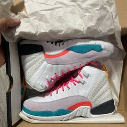 Jordan 12 White Vapor Green Sz 4.5 Og Box 