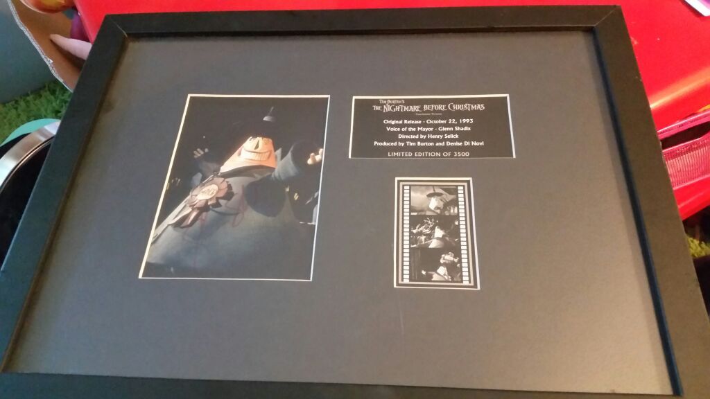 The Nightmare Before Christmas limited edition autographed Glenn shadix voice of the mayor film cell photo